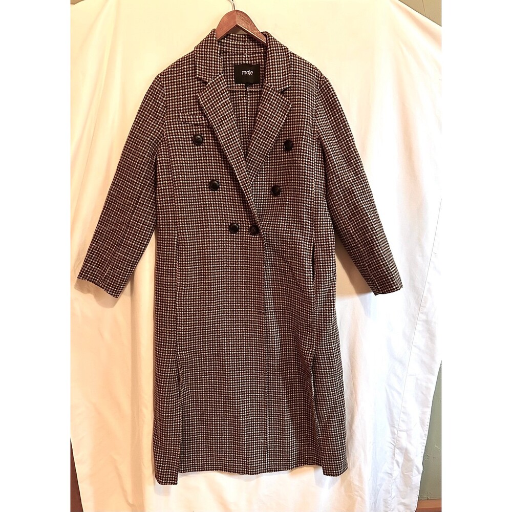 Maje Double Breasted Earth tones houndstooth women’s coat